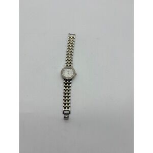 DMQ Womens Two Tone Gold Silver Crystal Round Face Watch Japan Movt Need Battery